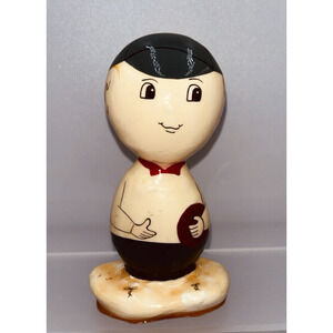 Rock Heads Basketbal Player Boy Figurine 5” Hand-Painted Stone Cap Bowtie Ball